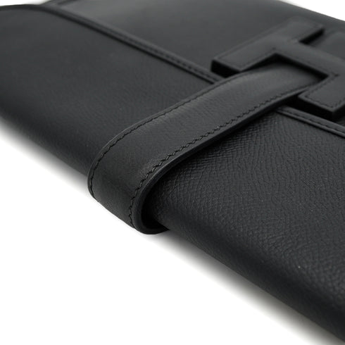 HERMES JIGE ELAN 29 BLACK VEAU EPSOM CLUTCH BAG 2006 SQUARE J 90328462