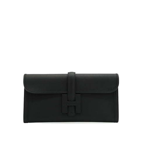 HERMES JIGE ELAN 29 BLACK VEAU SWIFT CLUTCH BAG 2023 B STAMP 90344350
