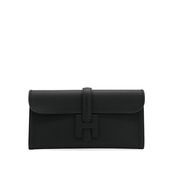 HERMES JIGE ELAN 29 BLACK VEAU SWIFT CLUTCH BAG 2023 B STAMP 90344350