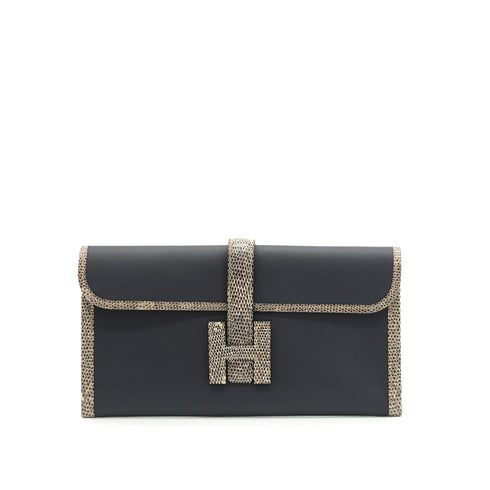 HERMES JIGE ELAN 29 GRAY OMBRE LIZARD VEAU SWIFT CLUTCH BAG 2019 D STAMP 90342405