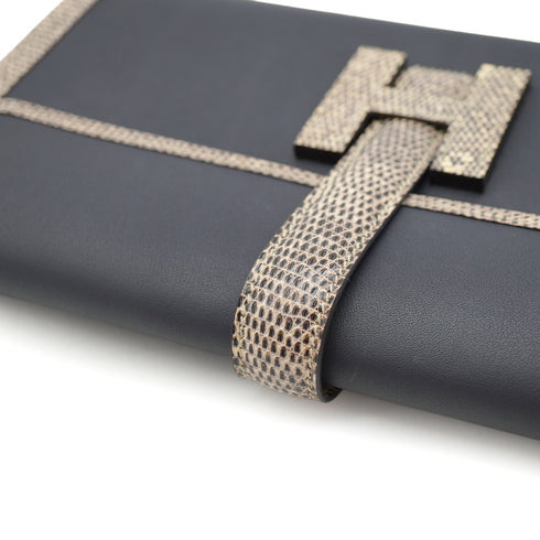 HERMES JIGE ELAN 29 GRAY OMBRE LIZARD VEAU SWIFT CLUTCH BAG 2019 D STAMP 90342405