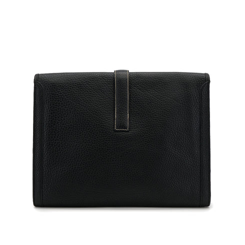 HERMES JIGE GM BLACK FJORD CLUTCH BAG 1991 CIRCLE U 90315008