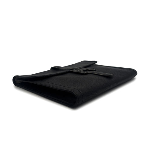 HERMES JIGE GM BLACK FJORD CLUTCH BAG 1991 CIRCLE U 90315008