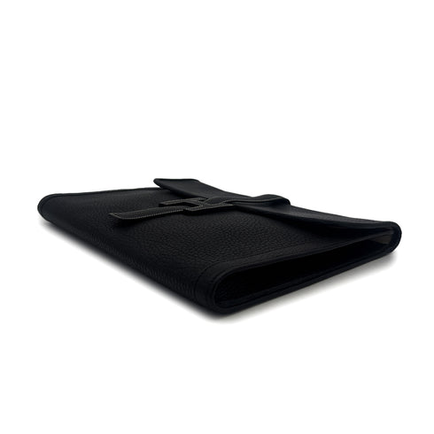 HERMES JIGE GM BLACK FJORD CLUTCH BAG 1991 CIRCLE U 90315008