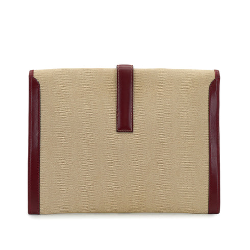 HERMES JIGE GM CLUTCH BAG ROUGE H BOX CALF TOILE H 1979 CIRCLE I 90334295