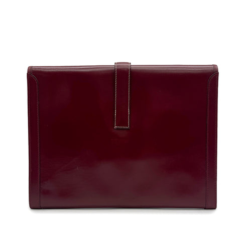 HERMES JIGE GM ROUGE H BOXCALF CLUTCH BAG 1977 CIRCLE G 90323518