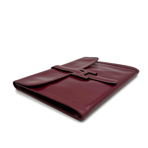 HERMES JIGE GM ROUGE H BOXCALF CLUTCH BAG 1977 CIRCLE G 90323518