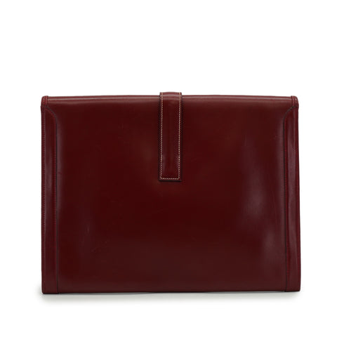 HERMES JIGE GM ROUGE H BOXCALF CLUTCH BAG 1983 CIRCLE M 90335884