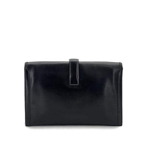 HERMES JIGE PM BLACK BOXCALF CLUTCH BAG 1980 CIRCLE J 90326849