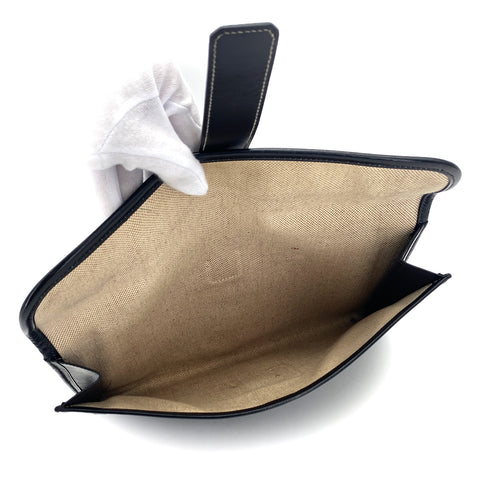 HERMES JIGE PM BLACK BOXCALF CLUTCH BAG 1980 CIRCLE J 90326849