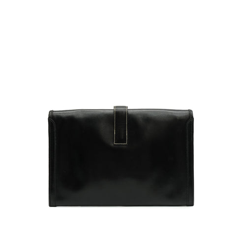 HERMES JIGE PM BLACK BOXCALF CLUTCH BAG 1981 CIRCLE K 90341911