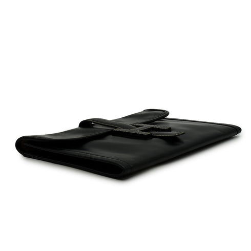 HERMES JIGE PM BLACK BOXCALF CLUTCH BAG 1981 CIRCLE K 90341911