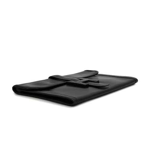 HERMES JIGE PM BLACK BOXCALF CLUTCH BAG 1984 CIRCLE N 90330995