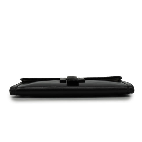 HERMES JIGE PM BLACK BOXCALF CLUTCH BAG 1990 CIRCLE T 90351062
