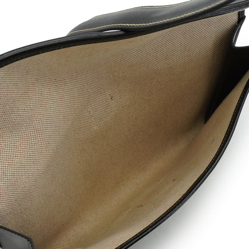 HERMES JIGE PM BLACK BOXCALF CLUTCH BAG 1990 CIRCLE T 90351062