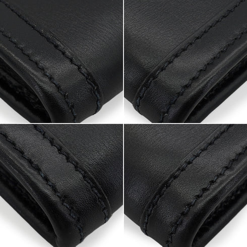 HERMES JIGE PM BLACK BOXCALF CLUTCH BAG 2008 SQUARE L 90350400