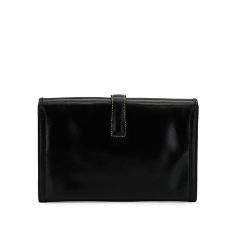 HERMES JIGE PM BLACK BOX CALF CLUTCH BAG 1989 CIRCLE S 90336793