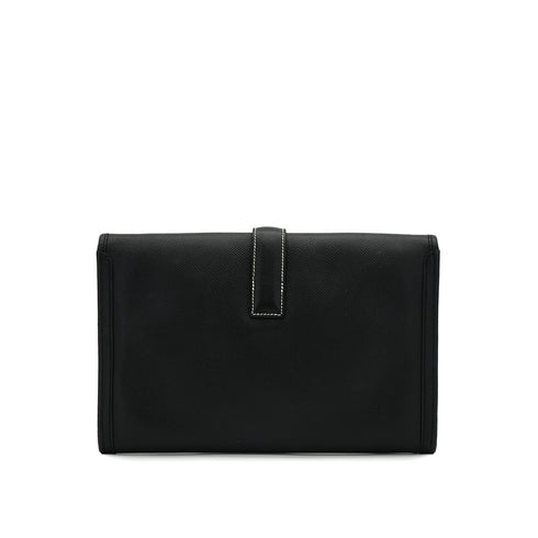HERMES JIGE PM BLACK EPSOM CLUTCH BAG 2008 SQUARE L 90334494