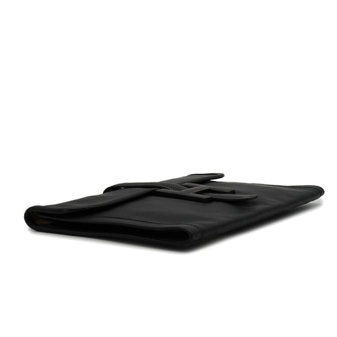 HERMES JIGE PM BLACK VEAU GULLIVER CLUTCH BAG 1985 CIRCLE O 90341906