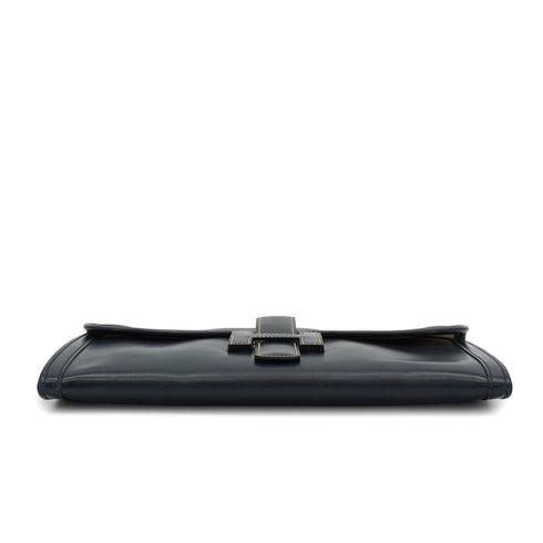HERMES JIGE PM BLUE MARINE BOX CALF CLUTCH BAG 1980 CIRCLE J 90334300