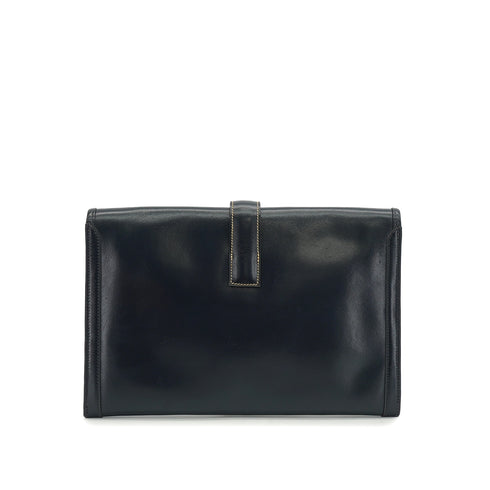 HERMES JIGE PM BLUE MARINE BOX CALF CLUTCH BAG 1986 CIRCLE P 90335882