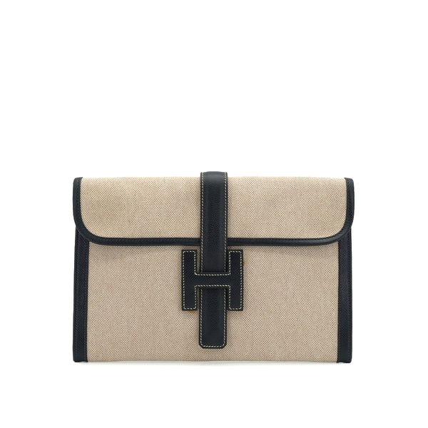 HERMES JIGE PM CLUTCH BAG BLUE INDGO BOX CALF TOILE H 1989 CIRCLE S 90336788