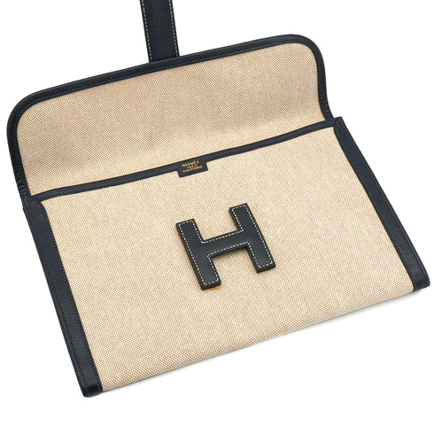 HERMES JIGE PM CLUTCH BAG BLUE INDGO BOX CALF TOILE H 1989 CIRCLE S 90336788