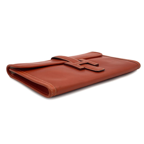HERMES JIGE PM CLUTCH BAG BRIQUE BOXCALF 2008 SQUARE L 90314408