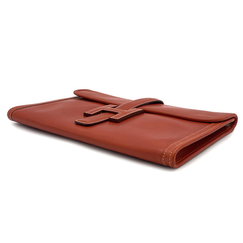 HERMES JIGE PM CLUTCH BAG BRIQUE BOXCALF 2008 SQUARE L 90314408