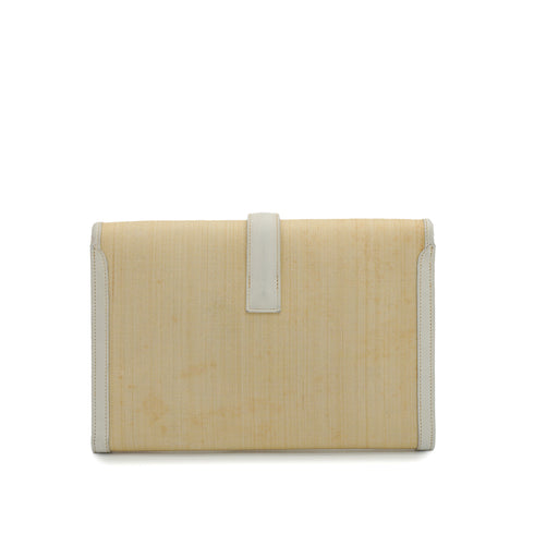HERMES JIGE PM CLUTCH BAG WHITE CRINOLINE COURCHEVEL 1988 CIRCLE R 90327398