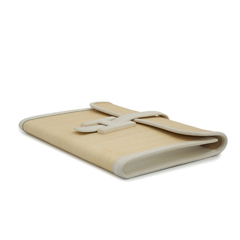 HERMES JIGE PM CLUTCH BAG WHITE CRINOLINE COURCHEVEL 1988 CIRCLE R 90327398
