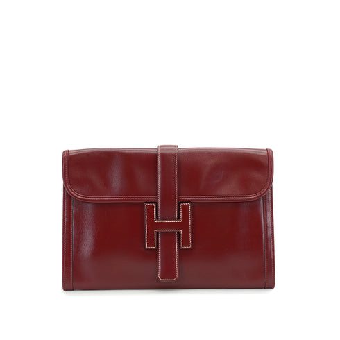 HERMES JIGE PM ROUGE H BOXCALF CLUTCH BAG 1981 CIRCLE K 90330950