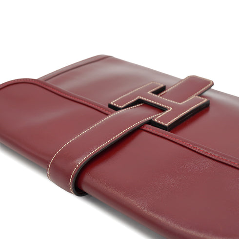 HERMES JIGE PM ROUGE H BOXCALF CLUTCH BAG 1981 CIRCLE K 90330950