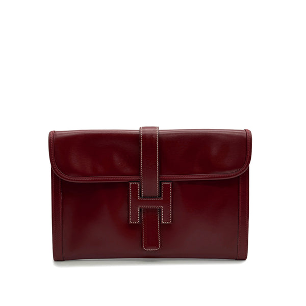 HERMES JIGE PM ROUGE H BOXCALF CLUTCH BAG 1984 CIRCLE N 90317721