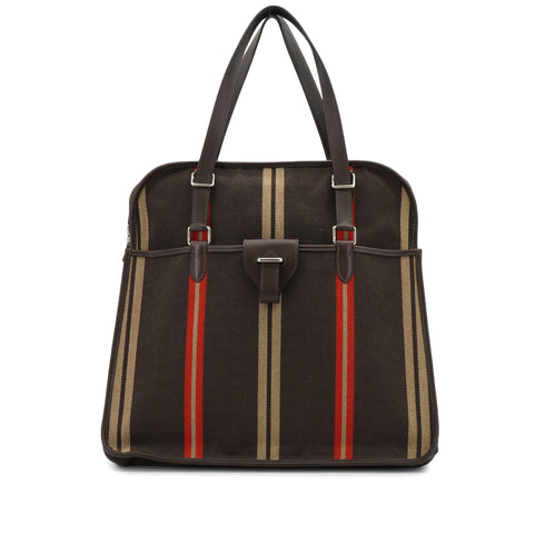 HERMES JUMPING CABAS EBENE TOILE CASAQUE EVERCALF TOTE BAG 2007 SQUARE K PALLADIUM HARDWARE 90346871