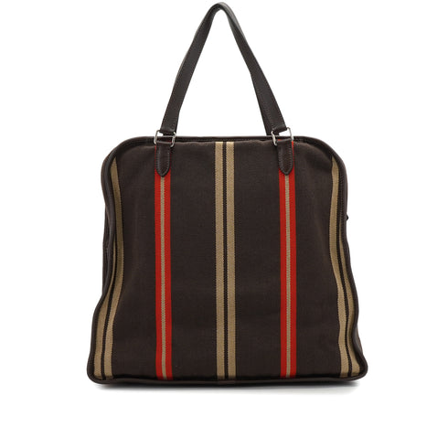 HERMES JUMPING CABAS EBENE TOILE CASAQUE EVERCALF TOTE BAG 2007 SQUARE K PALLADIUM HARDWARE 90346871