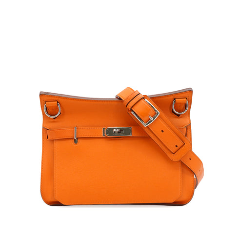 HERMES JYPSIERE 28 ORANGE TAURILLON CLEMENCE SHOULDER BAG 2012 SQUARE P SILVER HARDWARE 90348513