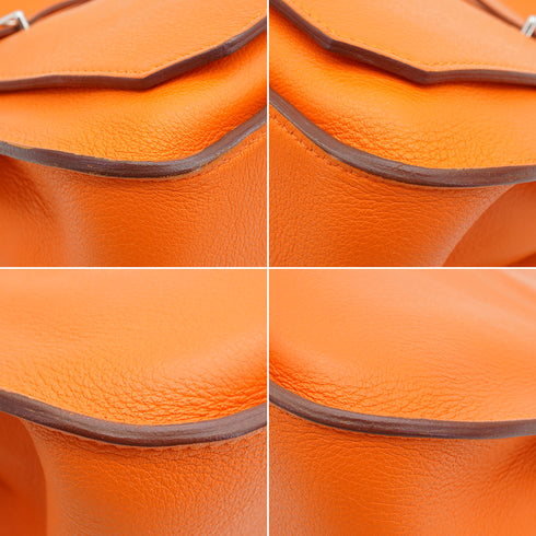 HERMES JYPSIERE 28 ORANGE TAURILLON CLEMENCE SHOULDER BAG 2012 SQUARE P SILVER HARDWARE 90348513