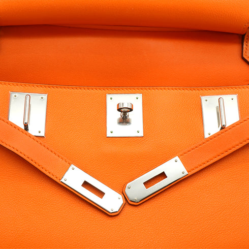HERMES JYPSIERE 28 ORANGE TAURILLON CLEMENCE SHOULDER BAG 2012 SQUARE P SILVER HARDWARE 90348513