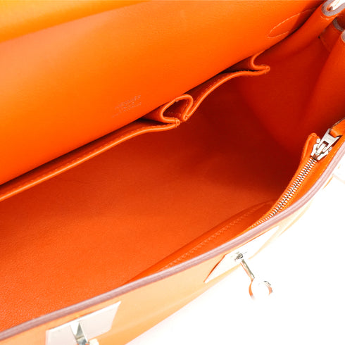 HERMES JYPSIERE 28 ORANGE TAURILLON CLEMENCE SHOULDER BAG 2012 SQUARE P SILVER HARDWARE 90348513