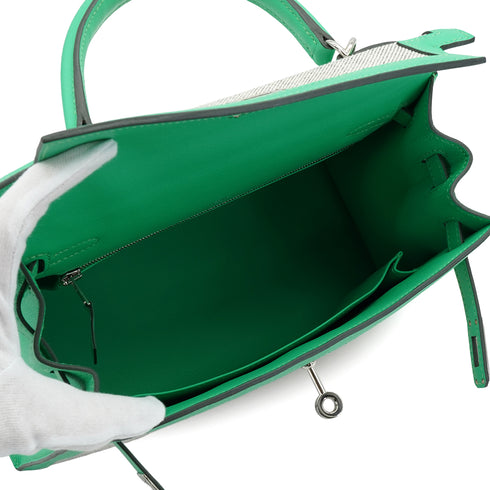 HERMES KELLY25 SELLIER VERT COMICS TOILE H VEAU SWIFT SHOULDER BAG 2024 W STAMP PALLADIUM HARDWARE 90335582