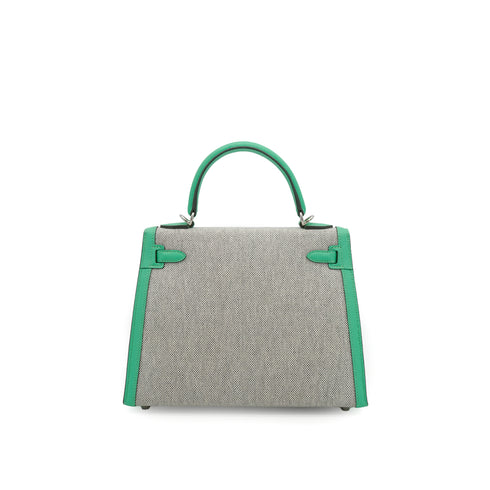 HERMES KELLY25 SELLIER VERT COMICS TOILE H VEAU SWIFT SHOULDER BAG 2024 W STAMP PALLADIUM HARDWARE 90335582