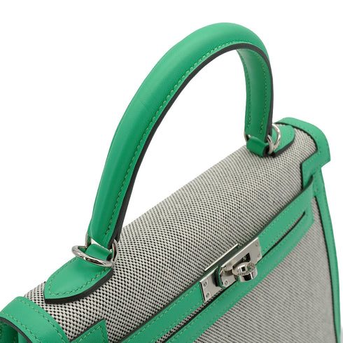HERMES KELLY25 SELLIER VERT COMICS TOILE H VEAU SWIFT SHOULDER BAG 2024 W STAMP PALLADIUM HARDWARE 90335582