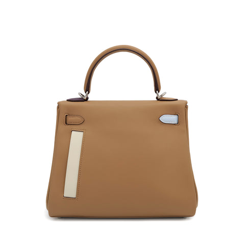 HERMES KELLY 25 COLORMATIC RETOURNE CHAI LIME BLUE BRUME CASSIS MAUVE SYLVESTRE NATA VEAU SWIFT HAND SHOULDER BAG 2023 B STAMP PALLADIUM HARDWARE 90319686