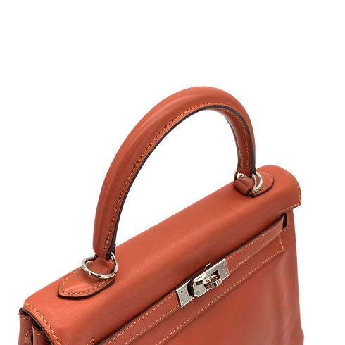 HERMES KELLY 25 RETORNE ROSY SWIFT HAND SHOULDER BAG 2008 SQUARE L PALLADIUM HARDWARE 90324810