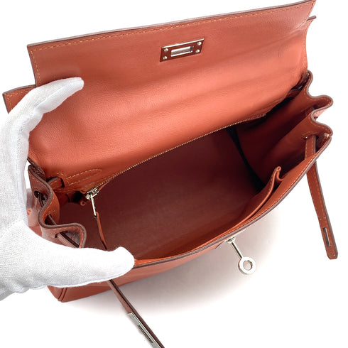 HERMES KELLY 25 RETORNE ROSY SWIFT HAND SHOULDER BAG 2008 SQUARE L PALLADIUM HARDWARE 90324810