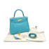 HERMES KELLY 25 RETOURNE BLUE SAINT CYR SWIFT HAND SHOULDER BAG 2015 T GOLD HARDWARE 90327251