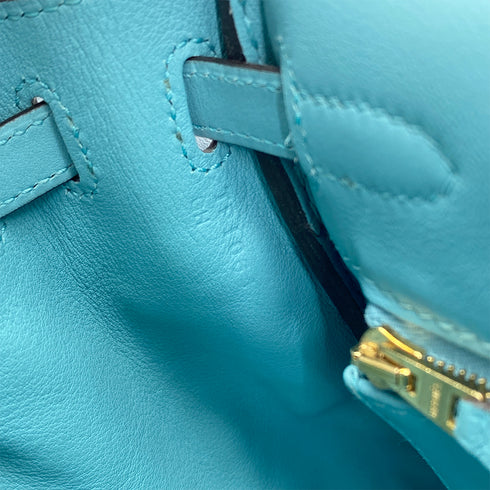 HERMES KELLY 25 RETOURNE BLUE SAINT CYR SWIFT HAND SHOULDER BAG 2015 T GOLD HARDWARE 90327251