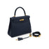 HERMES KELLY 25 RETOURNE BLUE SAPHIR TOGO HAND SHOULDER BAG 2024 W STAMP GOLD HARDWARE 90344354