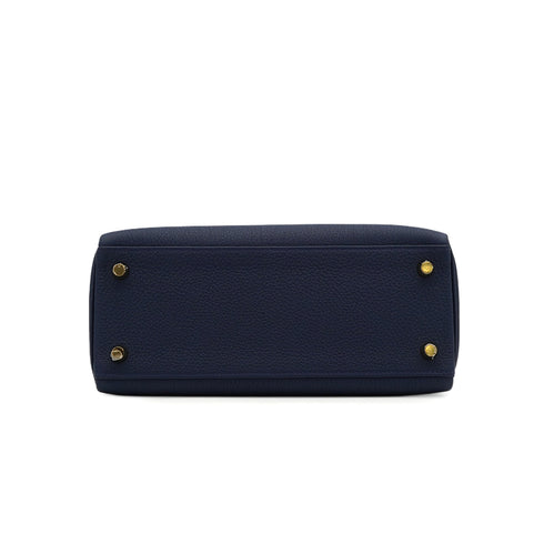 HERMES KELLY 25 RETOURNE BLUE SAPHIR TOGO HAND SHOULDER BAG 2024 W STAMP GOLD HARDWARE 90344354